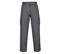 Portwest C701 Pantalones Combat 2 Bolsillos Traseros de Parche Polialgodón | Gris, UPF 40+, Unisex, 65% Poliéster, Costuras Reforzadas, Duradero, 35% Algodón, Cierre Autoadherente, Tejido Exterior