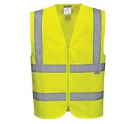 Portwest Chaleco Alta Visibilidad, Con Bandas Y Tirantes, Con Cremallera, Tamaño: XXXL, Color: Amarillo, C375YERXXXL