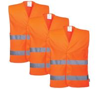 Portwest Chaleco Con Dos Bandas, Tamaño: S/M, Color: Naranja, C474ORRS/M (Paquete de 3)