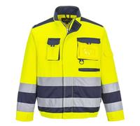 Portwest Chaqueta De Alta Visibilidad Lille, Tamaño: M, Color: Amarillo/Marino, TX50YNRM
