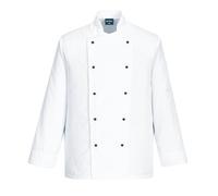 Portwest Chaqueta De Chef Somerset, Tamaño: M, Color: Blanco, C834WHRM