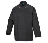 Portwest Chaqueta De Chef Suffolk, Tamaño: M, Color: Negro, C833BKRM
