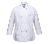 Portwest Chaqueta De Cocina Para Mujer Raquel, Con Manga Larga, Tamaño: XXL, Color: Blanco, C837WHRXXL