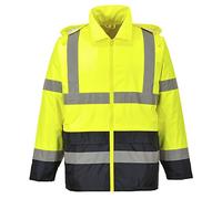 Portwest Chubasquero De Alta Visibilidad Classic Contrast, Tamaño: 5XL, Color: Amarillo/Negro, H443YBR5XL
