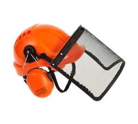 Portwest Combi Kit Forestal , Tamaño: , PW98ORR | Naranja, talla única, EN 397, EN 352-3, EN 1731, arnés de suspensión, rueda de trinquete, correa de barbilla incluida