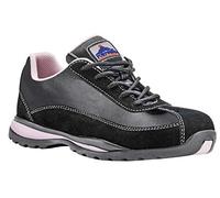 Portwest Deportivo Steelite Ladies Trainer S1P Hro, Tamaño: 43, Color: Negro/Rosa, FW39BPR43