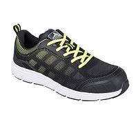 Portwest Deportivo Steelite Tove S1P, Tamaño: 41, Color: Negro/Verde, FT15BGN41