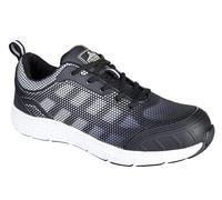 Portwest Deportivo Steelite Tove S1P, Tamaño: 45, Color: Negro/Blanco, FT15BKW45