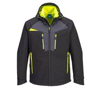 Portwest DX474 Chaqueta Softshell Dx4 Capas Capucha con Forma Ergonómica | Negro, 2XL, Cuello Mao, Corte Estándar, Manga Larga, 92% Poliéster, Elástico en 4 direcciones, Impermeable, Reflectante