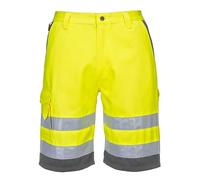 Portwest Bermudas De Alta Visibilidad De Polialgodón, Tamaño: L, Color: Amarillo/Gris, E043YGYL