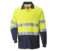 Portwest Polo Bicolor Ignífugo Y Antiestático, Tamaño: XL, Color: Amarillo/Marino, FR74YNRXL