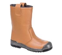Portwest FW13 Bota Steelite Rigger Puntera Protectora de Acero Forro Lanoso | Camel, 41, Certificado CE, S1P EN ISO 20345, Piel Serraje, Calzado Antiestático, Doble Densidad, Suela Resistente a Aceites