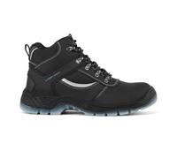 Portwest FW69 Bota Steelite Mustang Puntera Protectora de Acero Piel Flor | Negro, 48, Certificado CE, S3 EN ISO 20345, Unisex, Calzado Antiestático, Suela de Doble Densidad, Antideslizante, Ligero