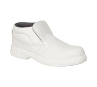 Portwest FW83 Bota Steelite Slip On Puntera Protectora de Acero Acolchado | Blanco, 48, Certificado CE, S2 EN ISO 20345, Lavable a Máquina a 30°C, Suela Auto-Limpiable, Calzado Antiestático, Industria
