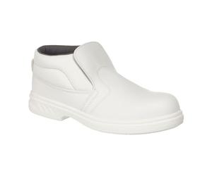 Portwest FW83 Bota Steelite Slip On Puntera Protectora de Acero Acolchado | Blanco, 49, Certificado CE, S2 EN ISO 20345, Unisex, Lavable a Máquina a 30°C, Suela Auto-Limpiable, Calzado Antiestático