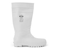 Portwest FW84 Bota Wellinton Food Resistente a Químicos Industria | Blanco, 39, EN 13832-3, S4 EN ISO 20345, Certificado CE, Unisex, Nitrilo PVC, Puntera Protectora de Acero, 100% Impermeable
