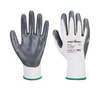 Portwest Guante De Nitrilo Flexo Grip, Tamaño: S, Color: Gris/Blanco, A310GRWS