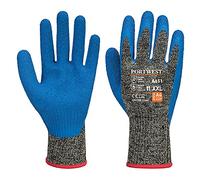 Portwest Guante Látex Anti-Corte Aramid Hr, Tamaño: M, Color: Negro/Azul, A611K4RM