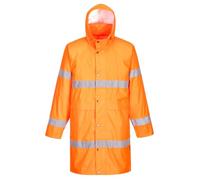 Portwest H442 Abrigo de trabajo Frontal con Tapeta Antiaguaceros Poliéster | Naranja, S, EN 343 Clase 3:1, UPF 40+, 2 Bolsillos Seguros, Corte Estándar, Manga Larga, Costuras Encintadas, Impermeable