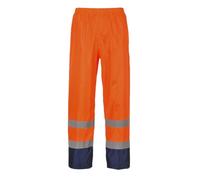 Portwest H444 Pantalón Ligero Paneles en Contraste Recubrimiento de PVC | Naranja/Azul marino, 2XL, EN ISO 20471 Clase 1, Certificado CE, Tejido Clasificado UPF 40+, Cintura Elástica, 100% Poliéster