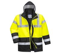 Portwest Parka De Alta Visibilidad Contrast Traffic, Tamaño: L, Color: Amarillo/Negro, S466YBRL
