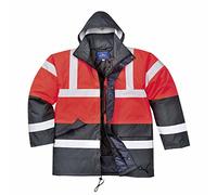 Portwest Parka De Alta Visibilidad Contrast Traffic, Tamaño: L, Color: Rojo/Marino, S466RNRL