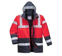 Portwest Parka de alta visibilidad Contrast Traffic Rojo/Marino XL S466RNRXL