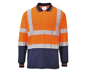 Portwest Polo Bicolor De Manga Larga, Tamaño: L, Color: Naranja/Marino, S279ONRL