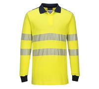 Portwest Polo ignífugo mangas largas alta visibilidad talla L Amarillo/Azul marino