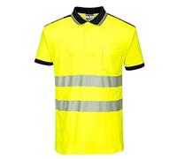 Portwest Polo M/C De Alta Visibilidad Pw3, Tamaño: L, Color: Amarillo/Negro, T180YBRL