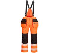 Portwest PW356 Pantalones Lluvia Impermeables Hi-Vis Tipo Peto Seguridad