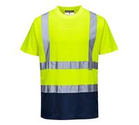 Portwest S378 Camiseta De Alta Visibilidad Para Hombres Bicolor Reflectante Ropa De Trabajo De Seguridad Amarillo/Marino, L