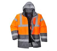 Portwest Parka Bicolor Traffic, De Alta Visibilidad, Tamaño: XXXL, Color: Naranja/Gris, S467OGYXXXL