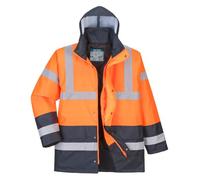 Portwest S467 Parka Bicolor Paneles en Contraste Cremallera de Doble Carro | Naranja, 5XL, EN ISO 20471 Clase 3, EN 342, Cuello Mao, Corte Estándar, Manga Larga, Unisex, Frontal con Tapeta Antiaguaceros