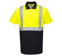 Portwest S479 Polo Bicolor Paneles en Contraste Lavable a Máquina Poliéster | Amarillo/Negro, 4XL, EN ISO 20471 Clase 1, UPF 50+, Corte Estándar, Aberturas Laterales de Ventilación, Punto "Ojo de Pájaro"