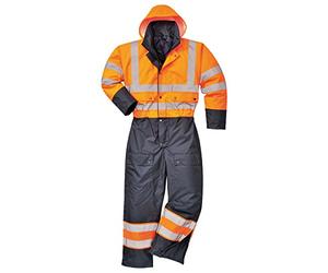 Portwest S485 Mono Contrast Paneles en Contraste Doble Tapeta Antiaguaceros | Naranja/Azul marino, 3XL, EN ISO 20471 Clase 3, EN 342, Sin Mangas, Unisex, Acolchado para Aislamiento Térmico, Poliéster