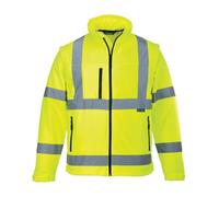 Portwest SmartGuard Ssjhv Softshell Chaqueta Forro Polar Lavable a Máquina | Amarillo, 3XL, EN ISO 20471, UPF 40+, Mangas Desmontables, Unisex, Cierre de Velcro, Impermeable, Reflectante, 94% Poliéster