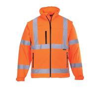 Portwest SmartGuard Ssjhv Softshell Chaqueta Forro Polar Lavable a Máquina | Naranja, XL, EN ISO 20471, UPF 40+, Mangas Desmontables, Cuello Mao, Unisex, Cierre de Velcro, Impermeable, Reflectante