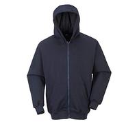 Portwest Sudadera Ignífuga Con Capucha Y Cremallera Frontal, Tamaño: M, Color: Marino, FR81NARM