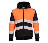 Portwest Sweat à capuche d'hiver zippé PW3 Class 1 Orange Noir L - Vêtements de travail