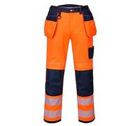 Portwest Pantalones de Trabajo Holster PW3 Alta Visibilidad Naranja/Marino Talla 32