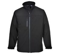 Portwest TK50 Chaqueta Softshell Capas 2 Bolsillos Laterales con Cremallera | Negro, S, UPF 50+, Corte Ajustado, Manga Larga, Unisex, 94% Poliéster, Protector de Barbilla, Lavable a Máquina, Forro Polar