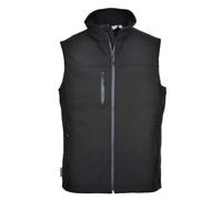 Portwest TK51 Chaleco de Calor Softshell Capas Bolsillos con Cremalleras | Negro, 2XL, Sin Mangas, Dobladillo Ajustable, Lavable a Máquina, Impermeable, 94% Poliéster, Borde Inferior con Cordón