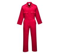 Portwest US999 Mono de Trabajo de Frontal con Corchetes Oculto 6 Bolsillos | Rojo, L, UPF 40+, 35% Algodón, 65% Poliéster, Botones a Presión, Cintura Trasera Elástica, Polialgodón, Duradero, Ligero
