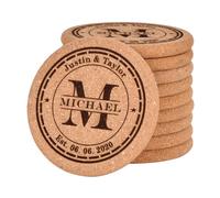 Posavasos de corcho personalizados para bebidas, posavasos absorbentes grabados personalizados resistentes al calor y al agua para tazas y tazas (M)