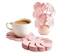 Posavasos de Hojas de Monstera Base Extraíble Antideslizante de Monstera | Sets de Posavasos Decorativos para Escritorio, Salón, Cocina, Barra, Comedor, Fiestas, Primavera y Verano Rosa