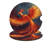 Posavasos de madera para automóvil, antideslizantes, resistentes al calor, resistentes al agua, color naranja y rojo, para mujeres/hombres, portavasos para bebidas (diseño personalizado), paquete de 2