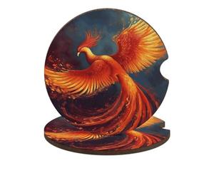 Posavasos de madera para automóvil, antideslizantes, resistentes al calor, resistentes al agua, color naranja y rojo, para mujeres/hombres, portavasos para bebidas (diseño personalizado), paquete de 2