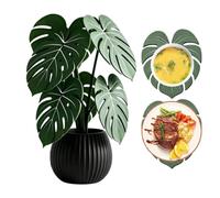 Posavasos de Planta Monstera extraíble de Monstera Impreso en 3D | Sets de Posavasos Decorativos para Escritorio, Salón, Cocina, Barra, Comedor, Fiestas, Primavera y Verano Negro