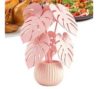 Posavasos Monstera Base Extraíble Antideslizante de Monstera Impresa en 3D | Sets de Posavasos Decorativos para Escritorio, Salón, Cocina, Barra, Comedor, Fiestas, Primavera y Verano Rosa